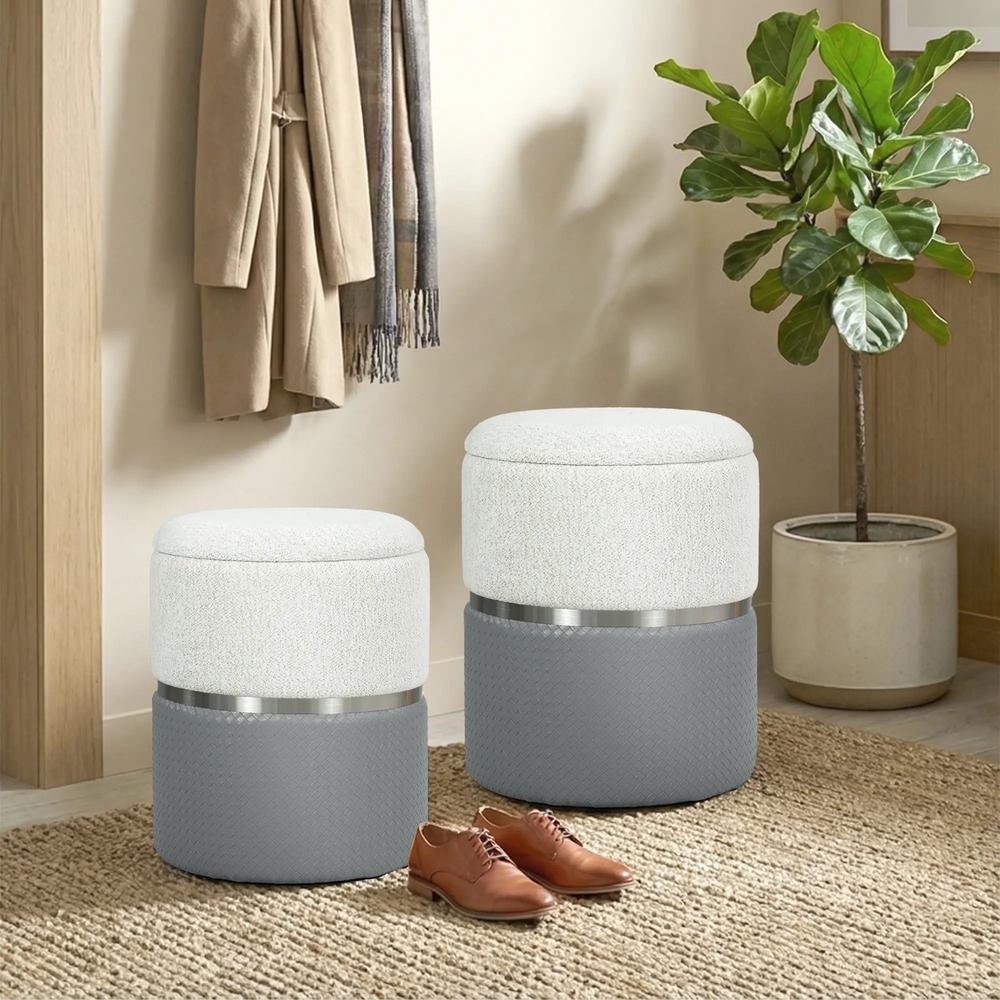 HOMCOM Nesting Round Ottoman with Storage Set of 2 Additional View 13