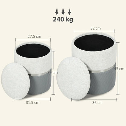 HOMCOM Nesting Round Ottoman with Storage Set of 2 Additional View 14