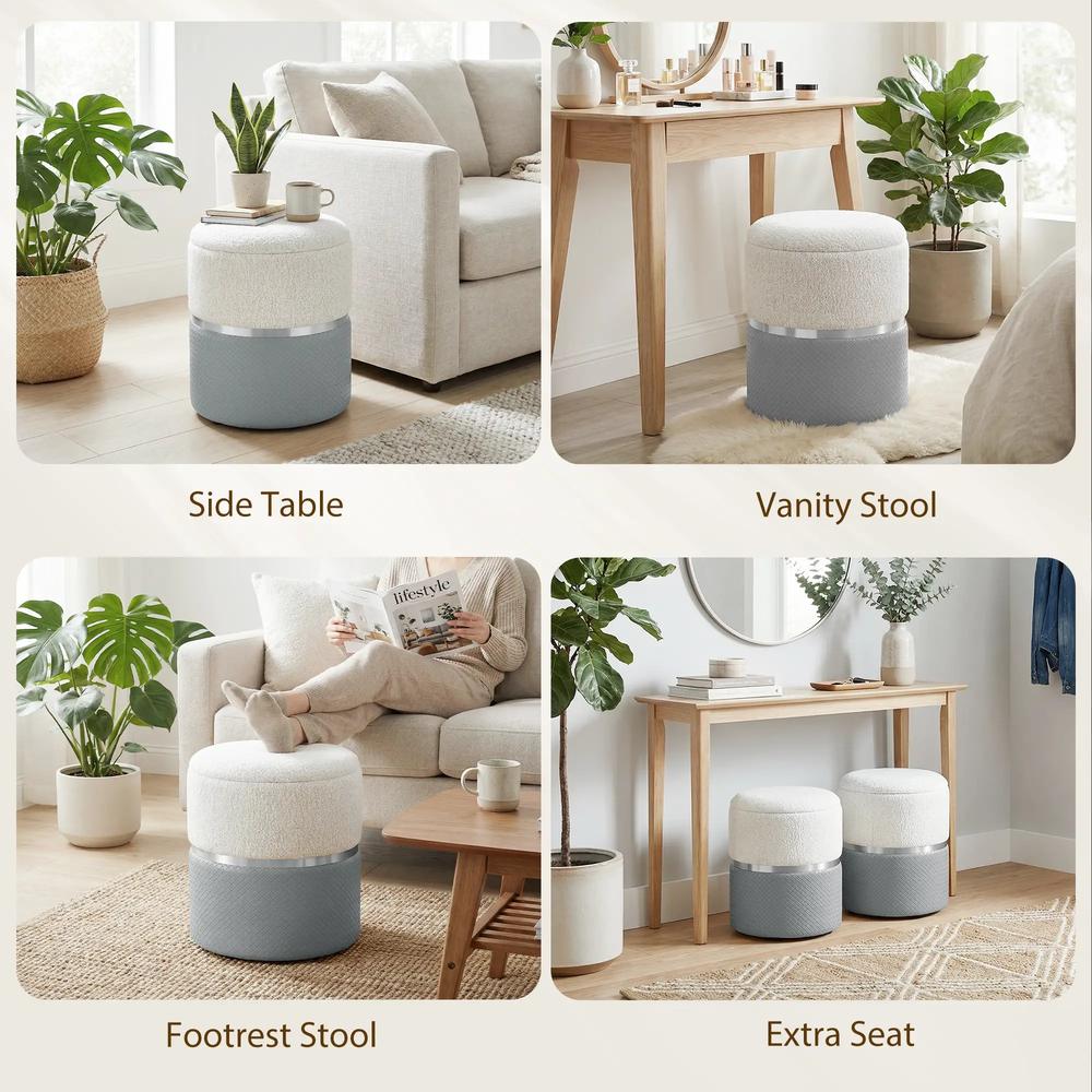 HOMCOM Nesting Round Ottoman with Storage Set of 2 Additional View 18