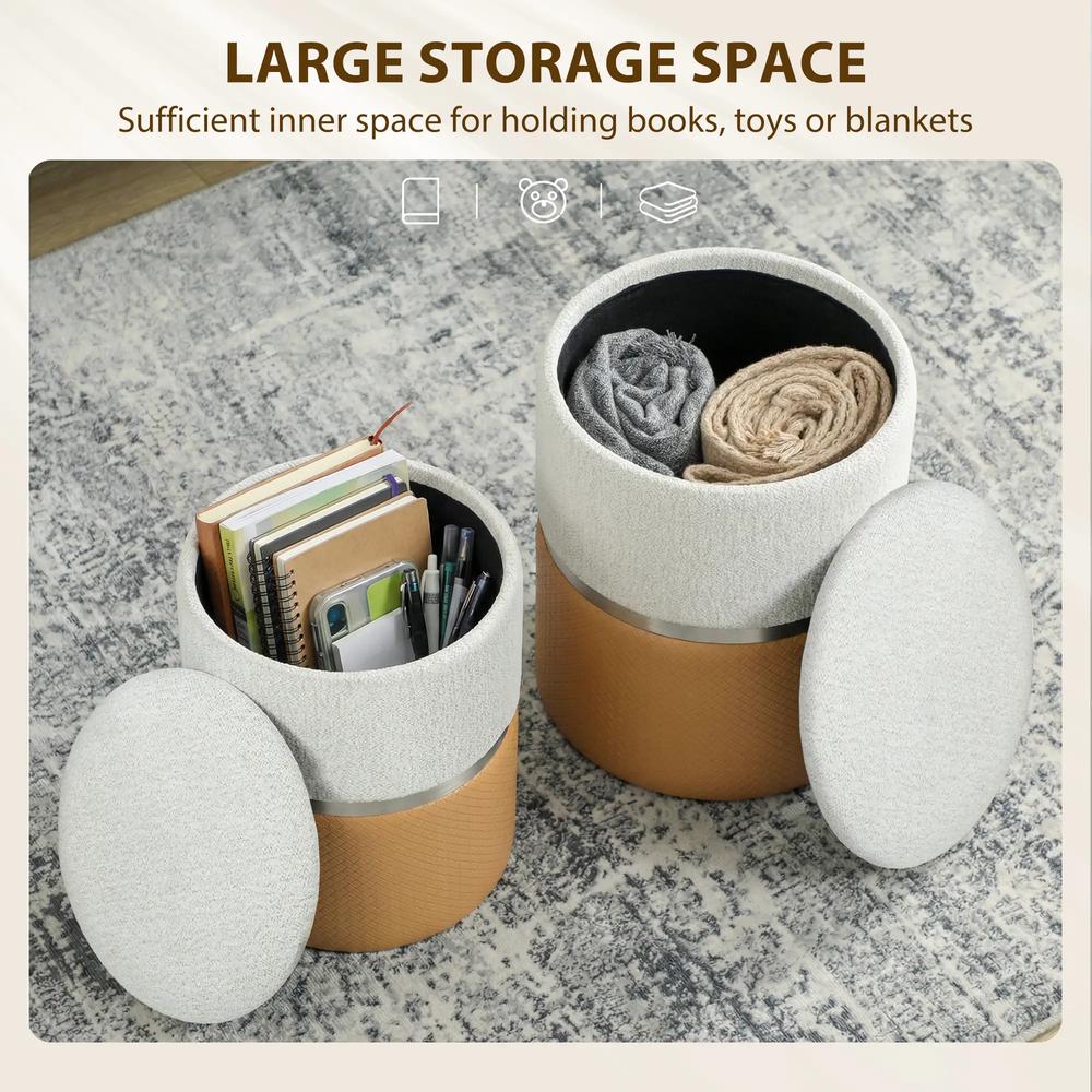 HOMCOM Nesting Round Ottoman with Storage Set of 2 Additional View 5