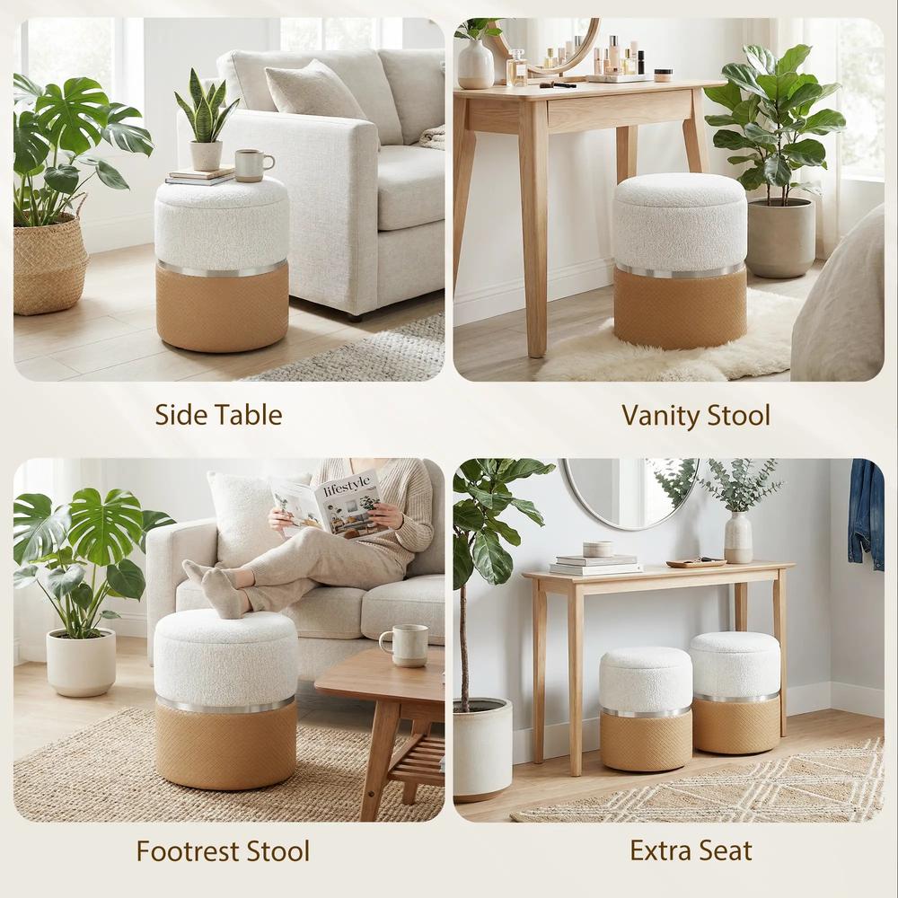 HOMCOM Nesting Round Ottoman with Storage Set of 2 Additional View 7