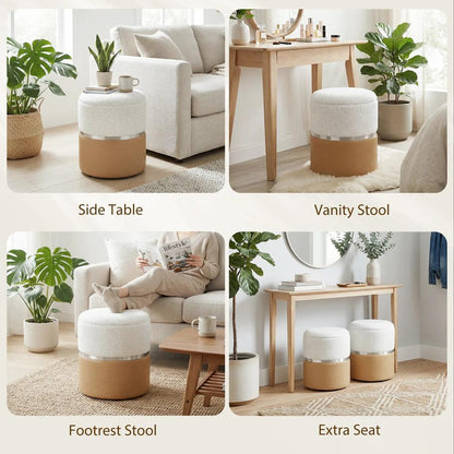 HOMCOM Nesting Round Ottoman with Storage Set of 2 Additional View 7