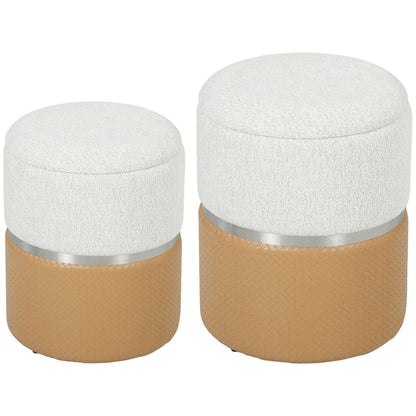 HOMCOM Nesting Round Ottoman with Storage Set of 2