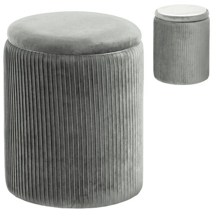 HOMCOM Storage Ottoman Modern Velvet Round Foot Stool for Living Room Bedroom 45 cm Blue Additional View 23