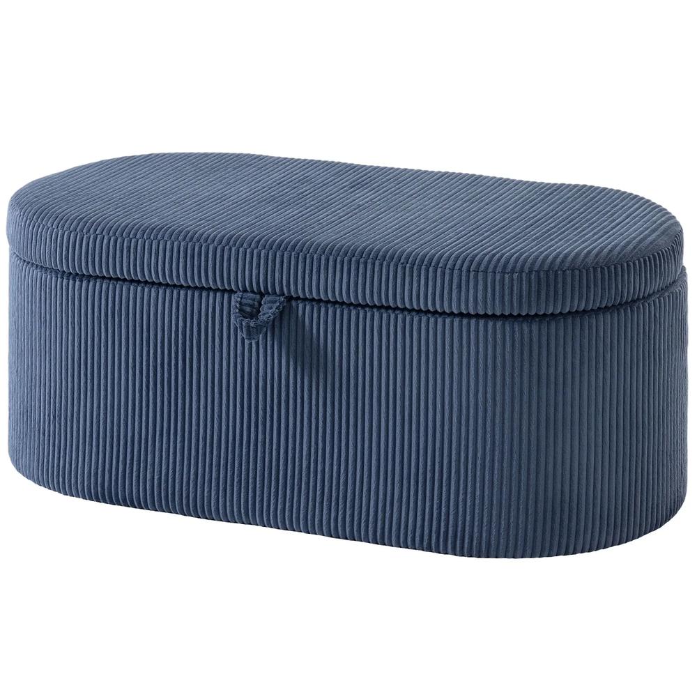 HOMCOM Storage Ottoman, Corduroy Upholstered Ottoman Storage Box with Padded Seat, 105 x 51 x 49 cm Additional View 11
