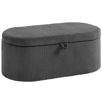 HOMCOM Storage Ottoman, Corduroy Upholstered Ottoman Storage Box with Padded Seat, 105 x 51 x 49 cm Additional View 12