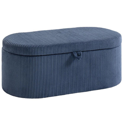 HOMCOM Storage Ottoman, Corduroy Upholstered Ottoman Storage Box with Padded Seat, 105 x 51 x 49 cm