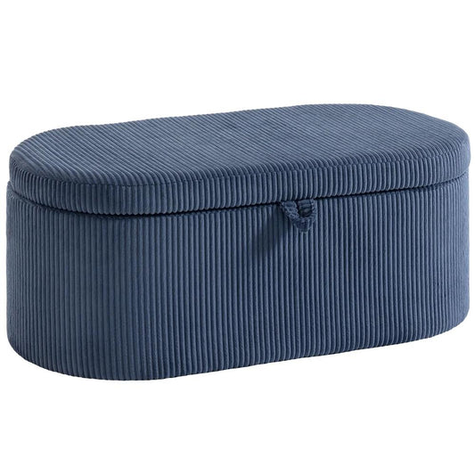 HOMCOM Storage Ottoman, Corduroy Upholstered Ottoman Storage Box with Padded Seat, 105 x 51 x 49 cm