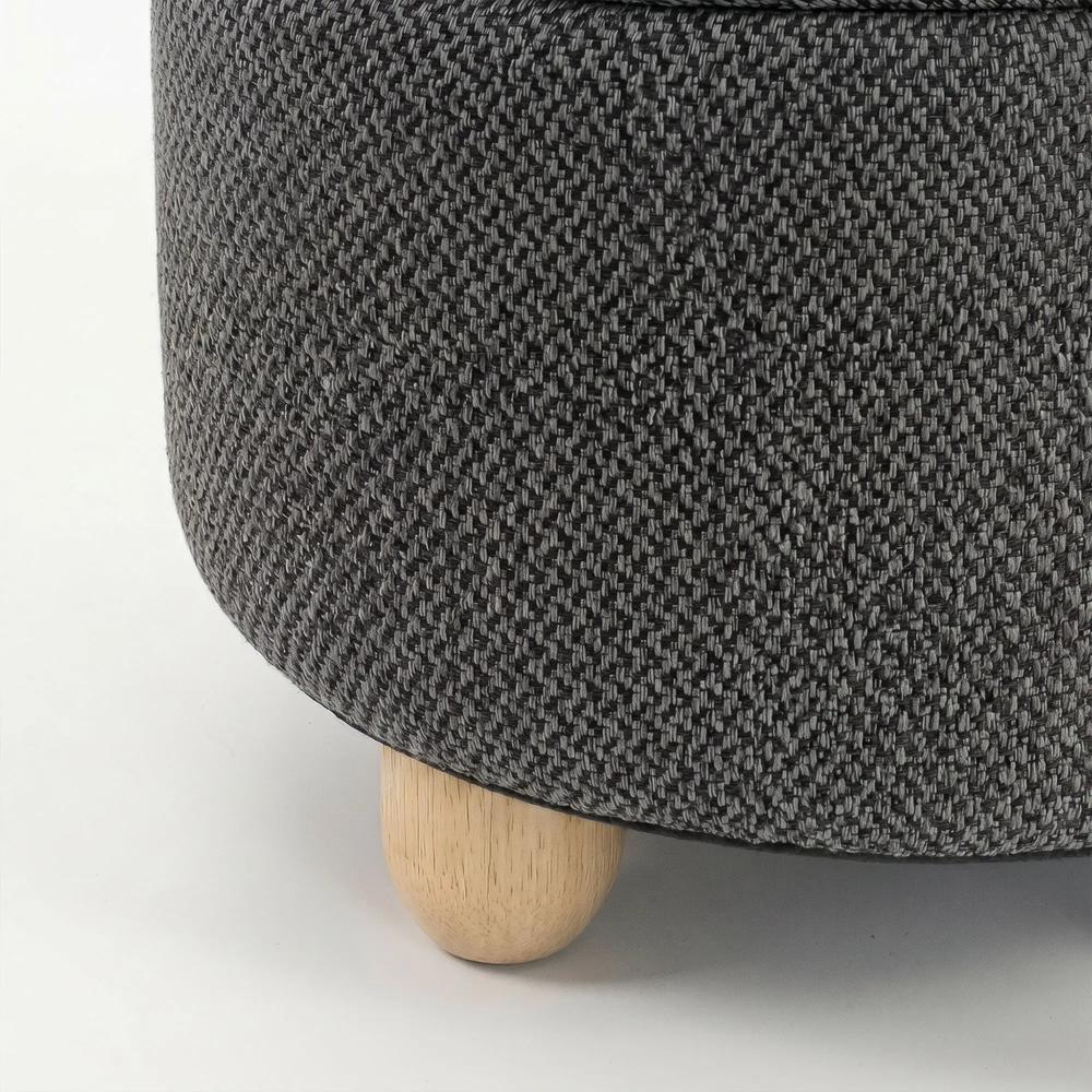HOMCOM Storage Sitting Bench with Lid, Round Storage Ottoman with Rubberwood Legs Additional View 11