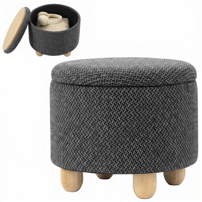 HOMCOM Storage Sitting Bench with Lid, Round Storage Ottoman with Rubberwood Legs Additional View 15