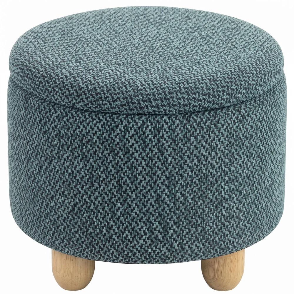 HOMCOM Storage Sitting Bench with Lid, Round Storage Ottoman with Rubberwood Legs Additional View 16