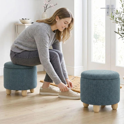 HOMCOM Storage Sitting Bench with Lid, Round Storage Ottoman with Rubberwood Legs Additional View 23