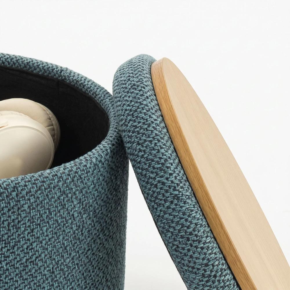 HOMCOM Storage Sitting Bench with Lid, Round Storage Ottoman with Rubberwood Legs Additional View 25