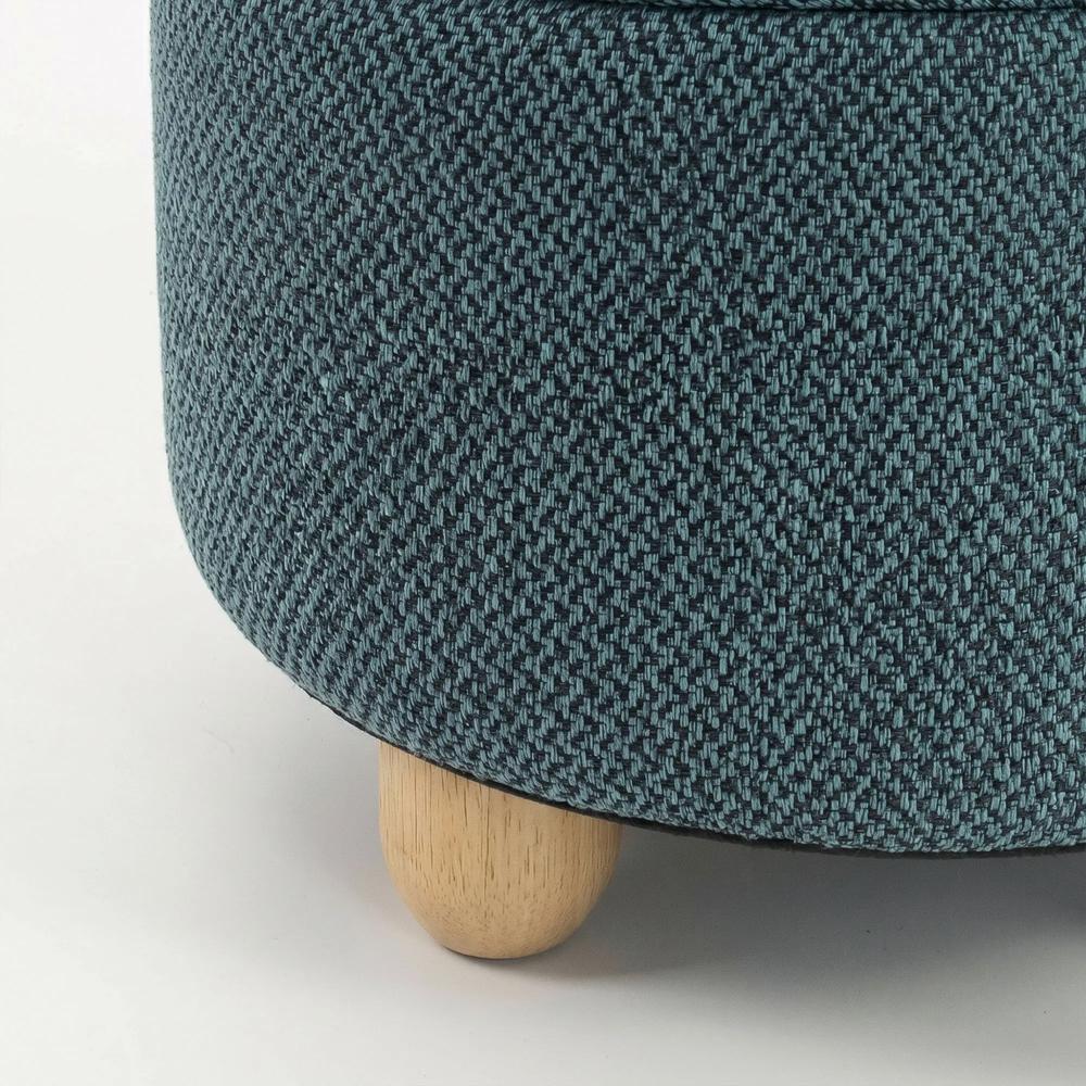 HOMCOM Storage Sitting Bench with Lid, Round Storage Ottoman with Rubberwood Legs Additional View 26