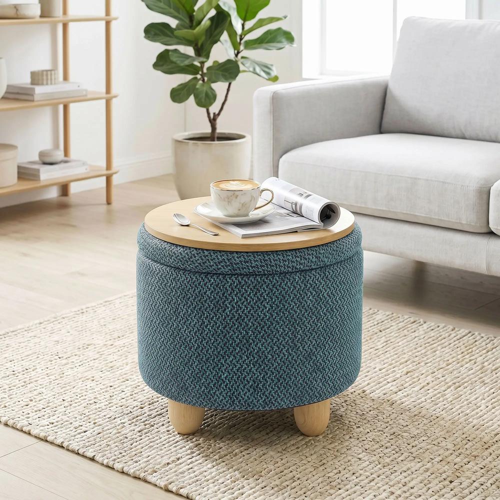 HOMCOM Storage Sitting Bench with Lid, Round Storage Ottoman with Rubberwood Legs Additional View 29