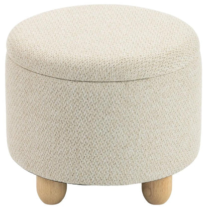 HOMCOM Storage Sitting Bench with Lid, Round Storage Ottoman with Rubberwood Legs Additional View 31