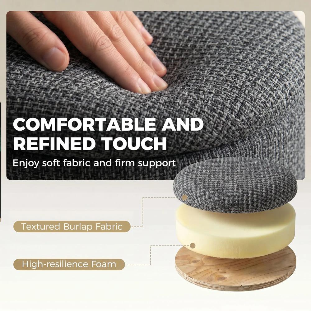 HOMCOM Storage Sitting Bench with Lid, Round Storage Ottoman with Rubberwood Legs Additional View 6