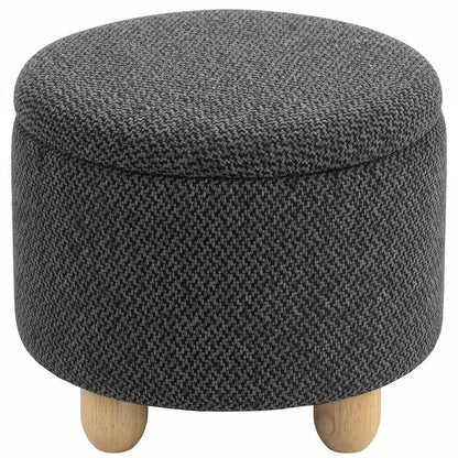 HOMCOM Storage Sitting Bench with Lid, Round Storage Ottoman with Rubberwood Legs