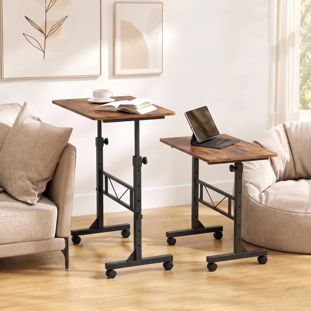 HOMCOM Overbed Table Adjustable Height Sofa Side Table with Wheels 80 x 40 cm Additional View 16