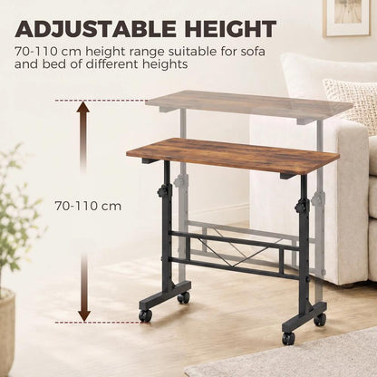 HOMCOM Overbed Table Adjustable Height Sofa Side Table with Wheels 80 x 40 cm Additional View 18