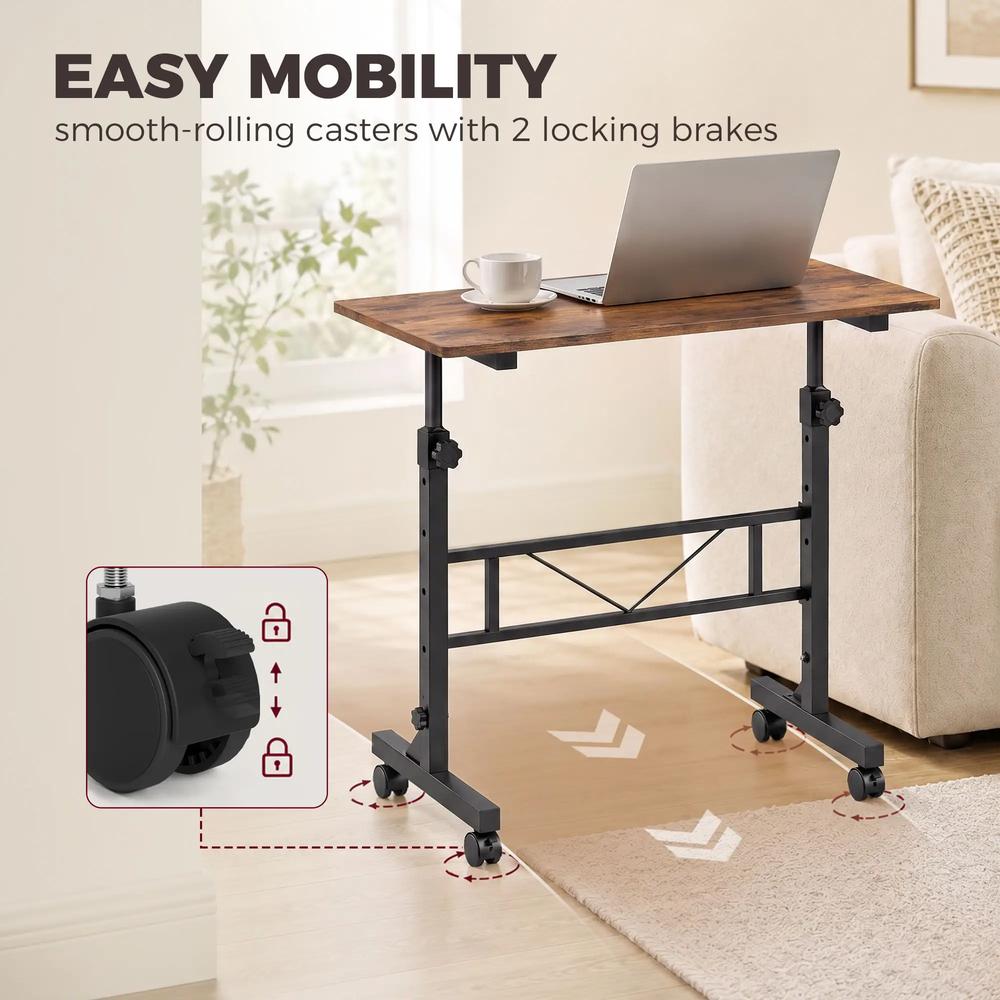 HOMCOM Overbed Table Adjustable Height Sofa Side Table with Wheels 80 x 40 cm Additional View 19