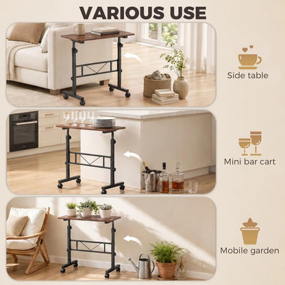 HOMCOM Overbed Table Adjustable Height Sofa Side Table with Wheels 80 x 40 cm Additional View 20