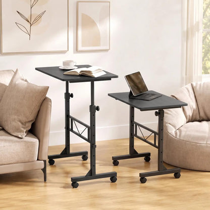 HOMCOM Overbed Table Adjustable Height Sofa Side Table with Wheels 80 x 40 cm Additional View 2