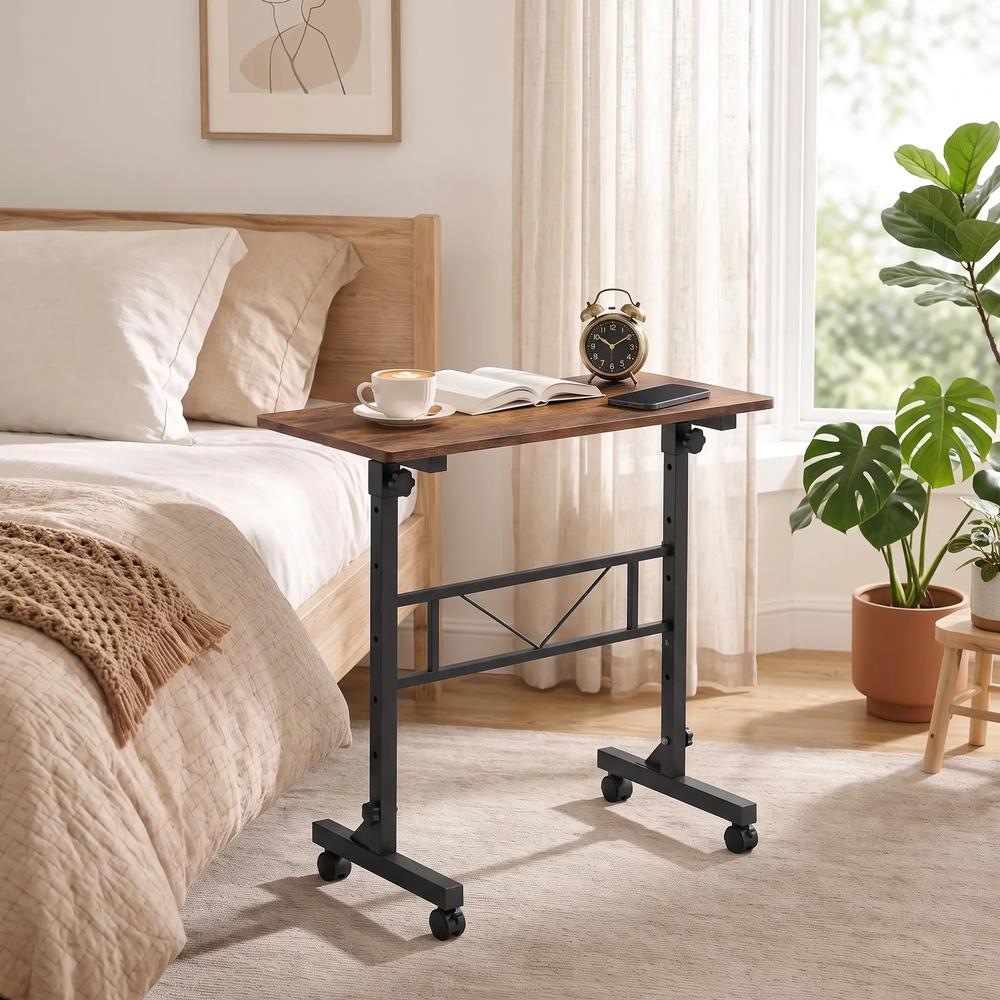 HOMCOM Overbed Table Adjustable Height Sofa Side Table with Wheels 80 x 40 cm Additional View 21