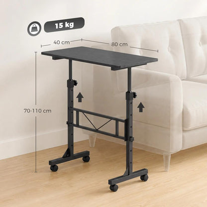 HOMCOM Overbed Table Adjustable Height Sofa Side Table with Wheels 80 x 40 cm Additional View 3