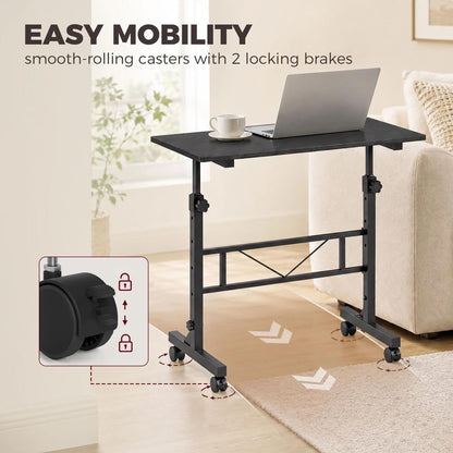 HOMCOM Overbed Table Adjustable Height Sofa Side Table with Wheels 80 x 40 cm Additional View 5