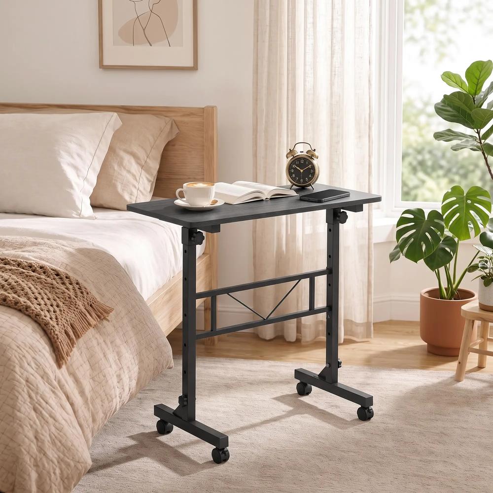 HOMCOM Overbed Table Adjustable Height Sofa Side Table with Wheels 80 x 40 cm Additional View 7