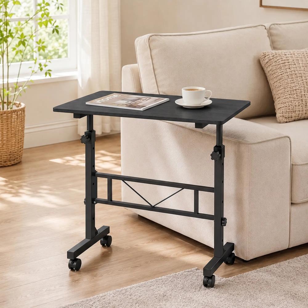 HOMCOM Overbed Table Adjustable Height Sofa Side Table with Wheels 80 x 40 cm Additional View 8