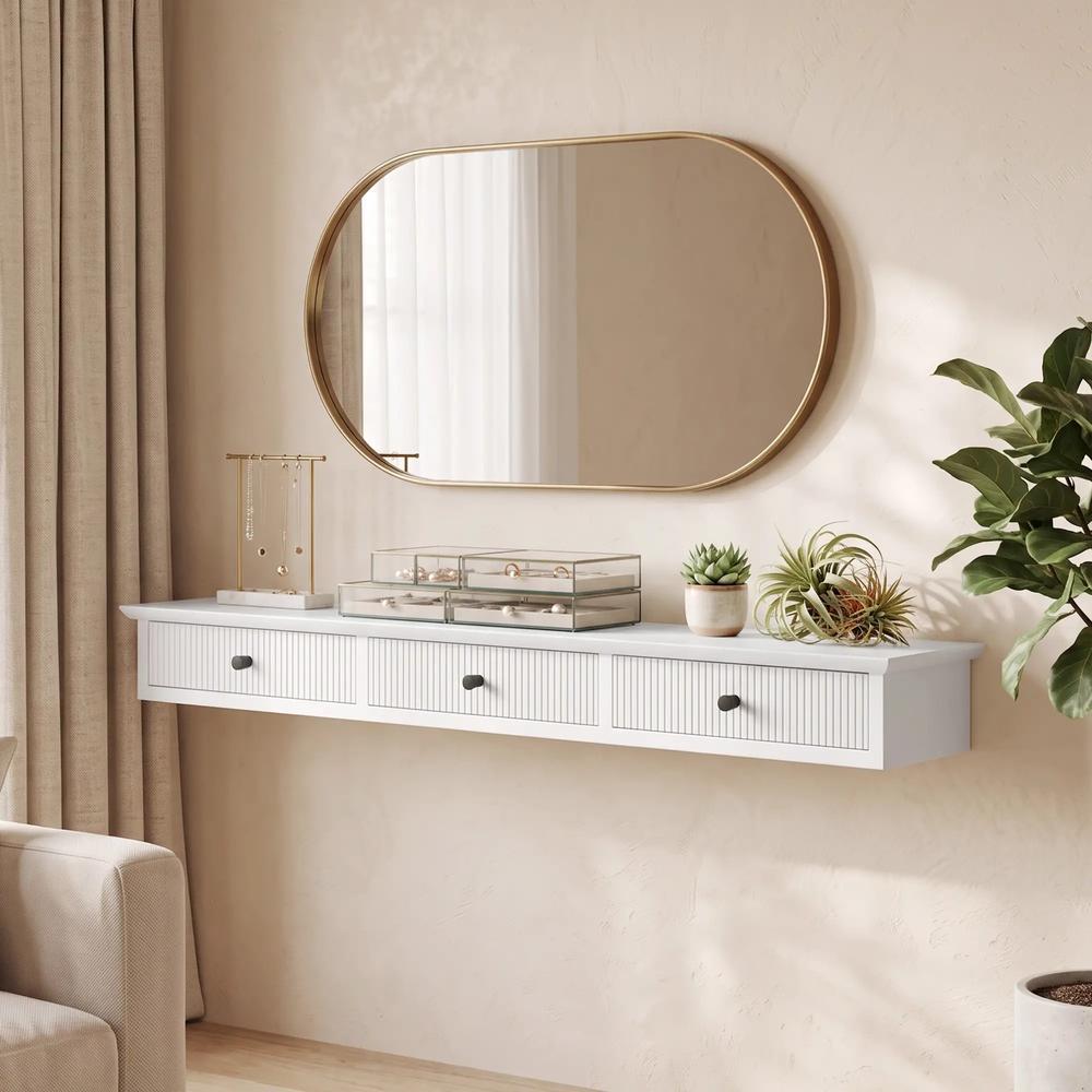 HOMCOM Shelf Wall-Mounted Storage Shelf Shelving Unit MDF 93 x 15 x 10 cm Entryway Kitchen Living Room Additional View 14