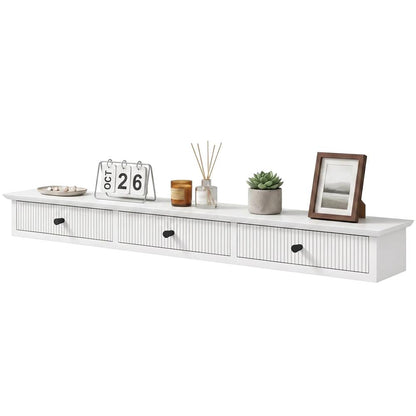 HOMCOM Shelf Wall-Mounted Storage Shelf Shelving Unit MDF 93 x 15 x 10 cm Entryway Kitchen Living Room Additional View 15