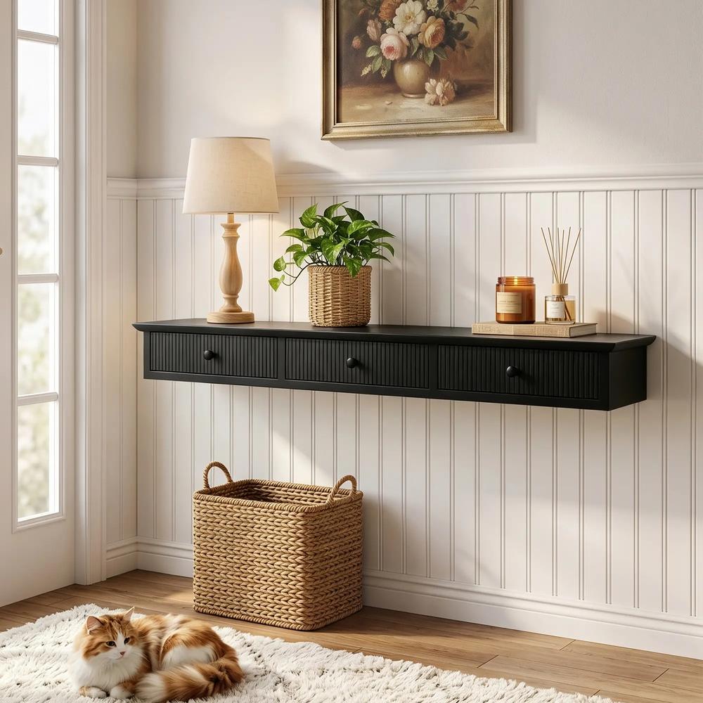 HOMCOM Shelf Wall-Mounted Storage Shelf Shelving Unit MDF 93 x 15 x 10 cm Entryway Kitchen Living Room Additional View 17