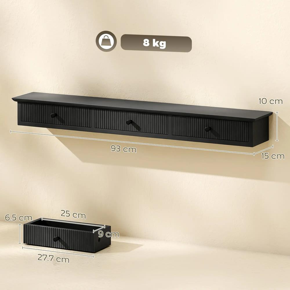 HOMCOM Shelf Wall-Mounted Storage Shelf Shelving Unit MDF 93 x 15 x 10 cm Entryway Kitchen Living Room Additional View 18