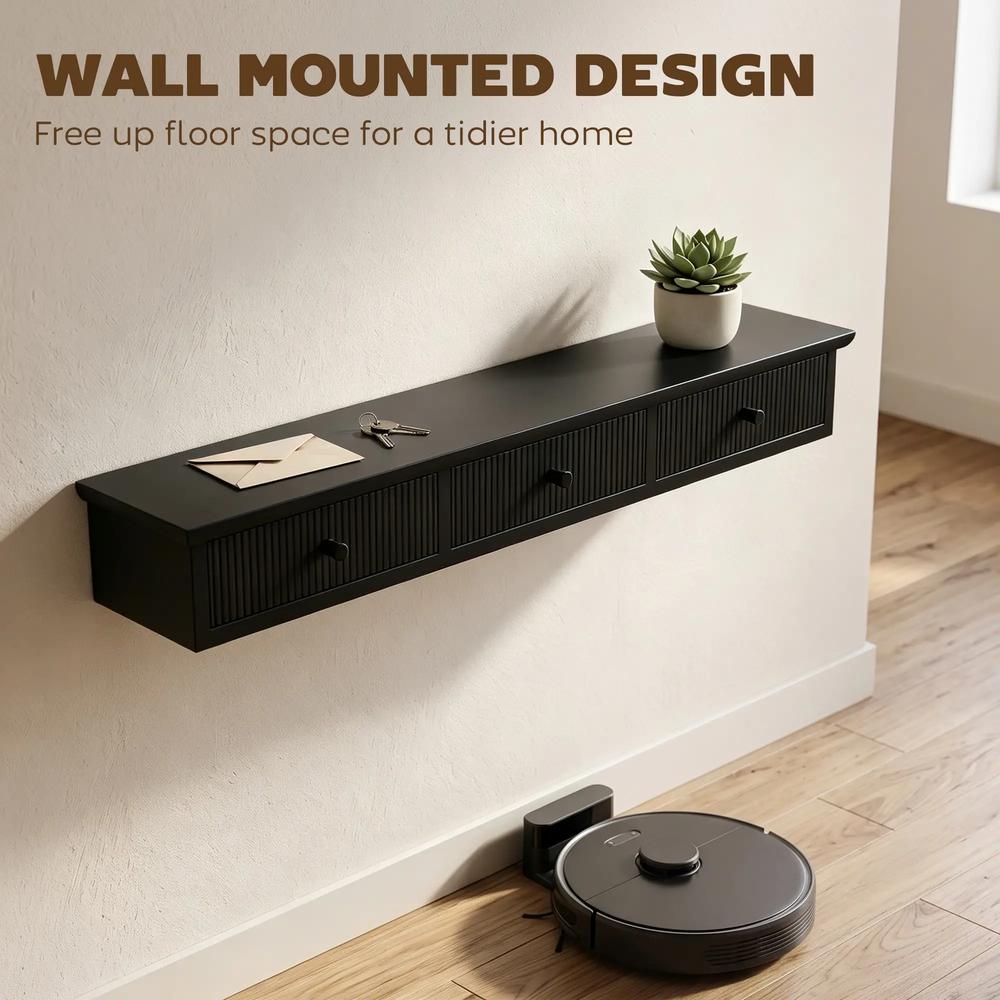 HOMCOM Shelf Wall-Mounted Storage Shelf Shelving Unit MDF 93 x 15 x 10 cm Entryway Kitchen Living Room Additional View 19
