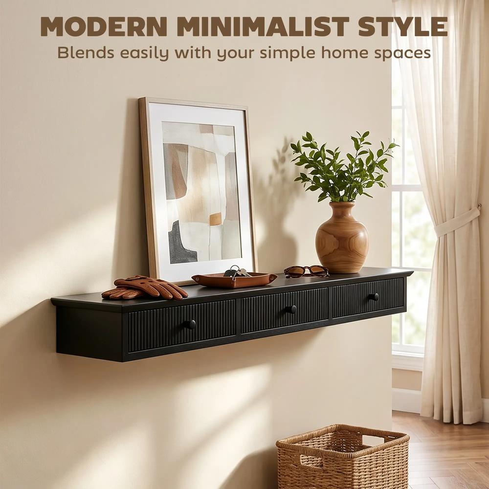 HOMCOM Shelf Wall-Mounted Storage Shelf Shelving Unit MDF 93 x 15 x 10 cm Entryway Kitchen Living Room Additional View 22