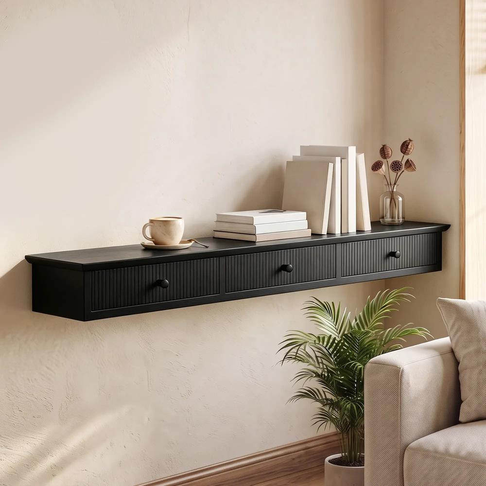 HOMCOM Shelf Wall-Mounted Storage Shelf Shelving Unit MDF 93 x 15 x 10 cm Entryway Kitchen Living Room Additional View 23