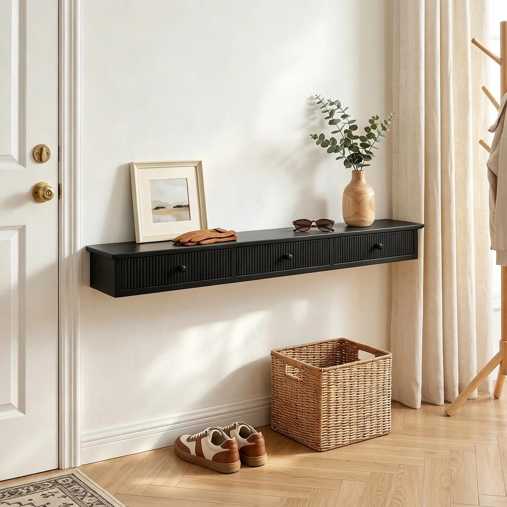 HOMCOM Shelf Wall-Mounted Storage Shelf Shelving Unit MDF 93 x 15 x 10 cm Entryway Kitchen Living Room Additional View 24