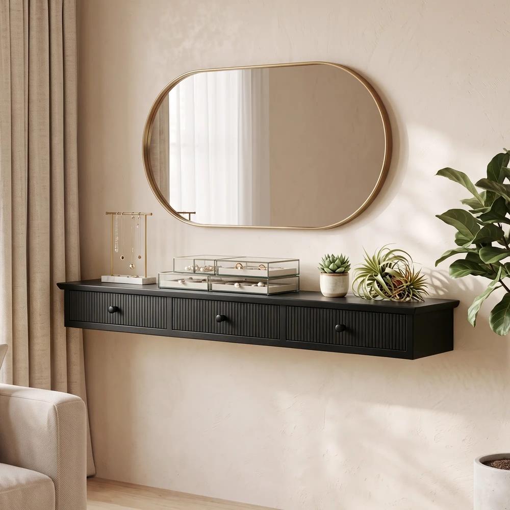 HOMCOM Shelf Wall-Mounted Storage Shelf Shelving Unit MDF 93 x 15 x 10 cm Entryway Kitchen Living Room Additional View 29