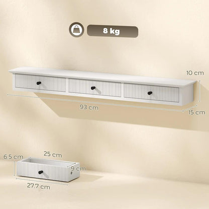 HOMCOM Shelf Wall-Mounted Storage Shelf Shelving Unit MDF 93 x 15 x 10 cm Entryway Kitchen Living Room Additional View 3
