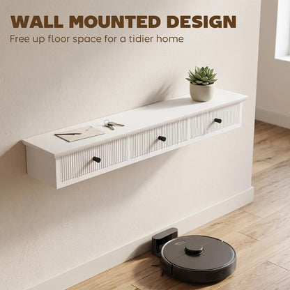 HOMCOM Shelf Wall-Mounted Storage Shelf Shelving Unit MDF 93 x 15 x 10 cm Entryway Kitchen Living Room Additional View 4