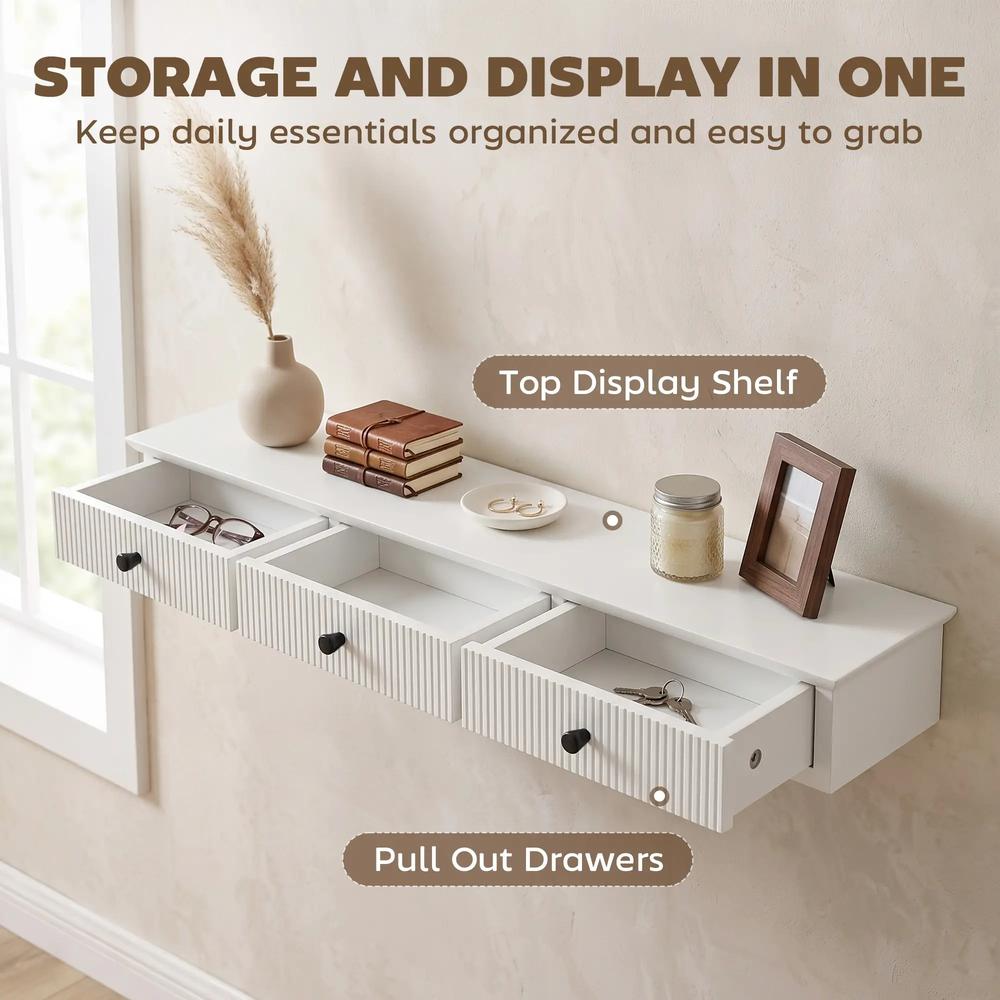 HOMCOM Shelf Wall-Mounted Storage Shelf Shelving Unit MDF 93 x 15 x 10 cm Entryway Kitchen Living Room Additional View 5