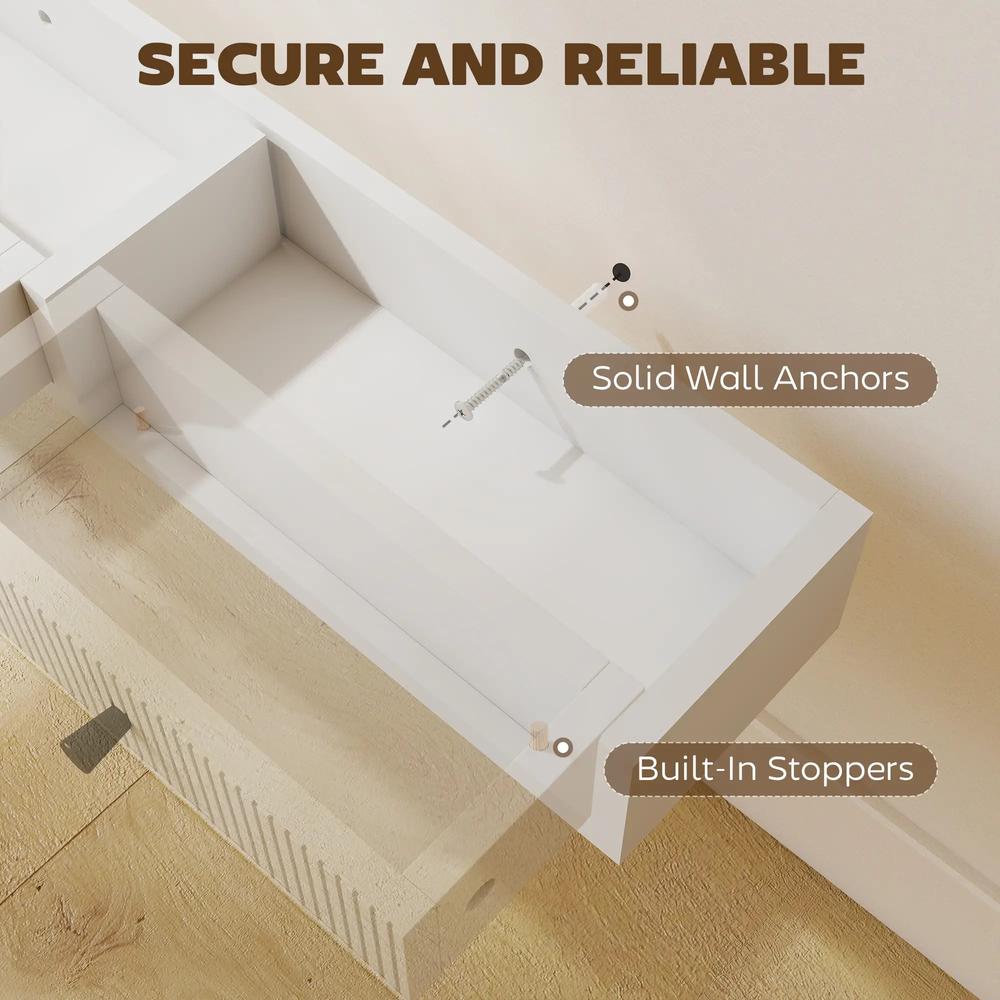 HOMCOM Shelf Wall-Mounted Storage Shelf Shelving Unit MDF 93 x 15 x 10 cm Entryway Kitchen Living Room Additional View 6