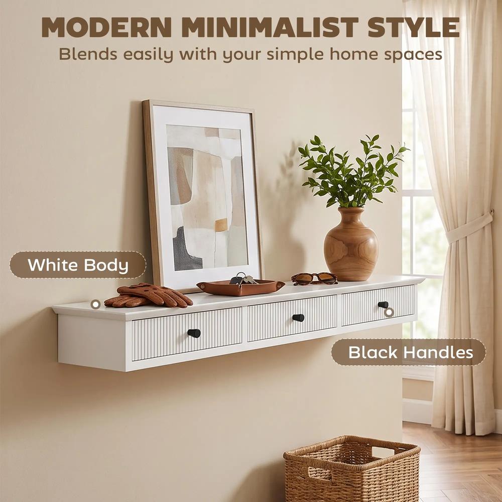 HOMCOM Shelf Wall-Mounted Storage Shelf Shelving Unit MDF 93 x 15 x 10 cm Entryway Kitchen Living Room Additional View 7