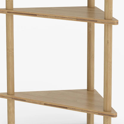 HOMCOM Bamboo Storage Shelf, 5-tier Corner Shelf, Freestanding Shelving Unit for Living Room, Home Office, Natural Wood Finish Additional View 12