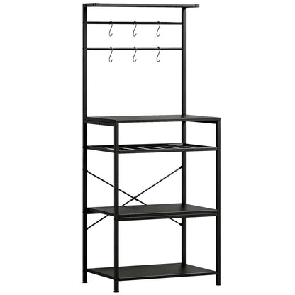HOMCOM Freestanding Shelving Unit, Industrial Storage Shelf with 6 Hooks and Wine Rack for Living Room, Home Office Additional View 15