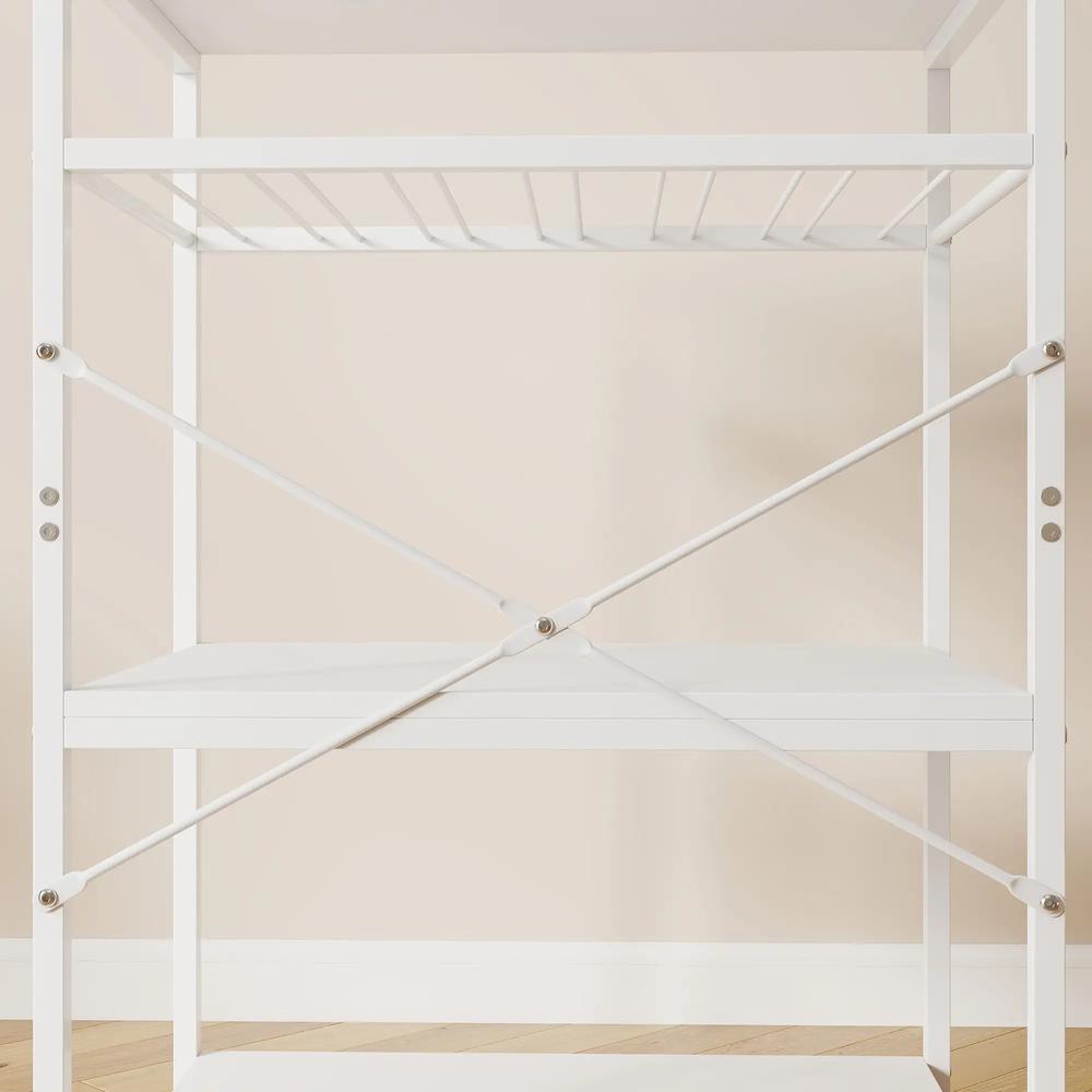 HOMCOM Freestanding Shelving Unit, Industrial Storage Shelf with 6 Hooks and Wine Rack for Living Room, Home Office Additional View 10