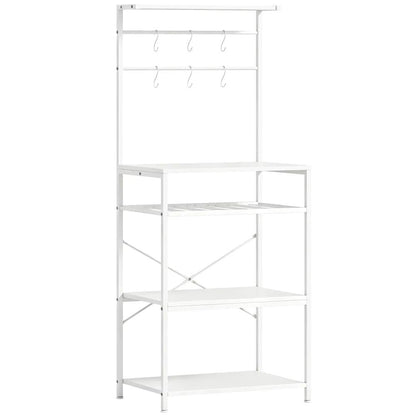 HOMCOM Freestanding Shelving Unit, Industrial Storage Shelf with 6 Hooks and Wine Rack for Living Room, Home Office